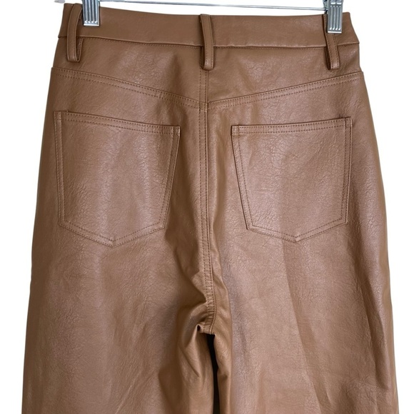 PacSun 90s Faux Leather Pants Straight Leg High Rise Mom Pants Camel Tan Sz S - Picture 9 of 16